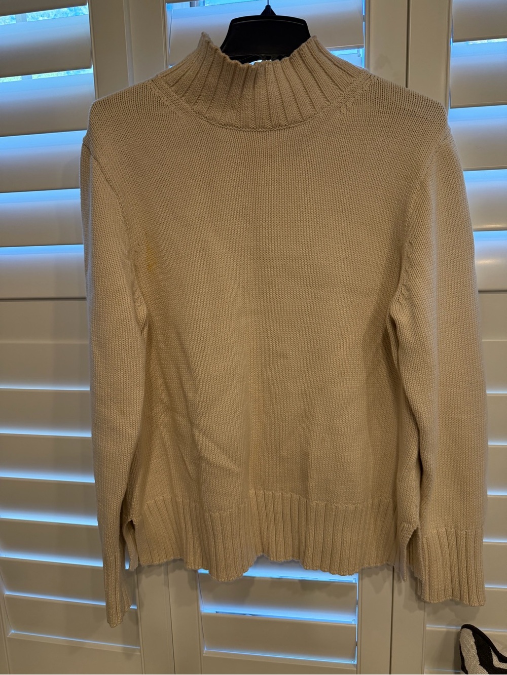 J. Crew Cream Ribbed Mockneck Sweater